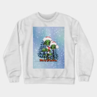 Merry christmas, funny mushroom skull with christmas hat Crewneck Sweatshirt